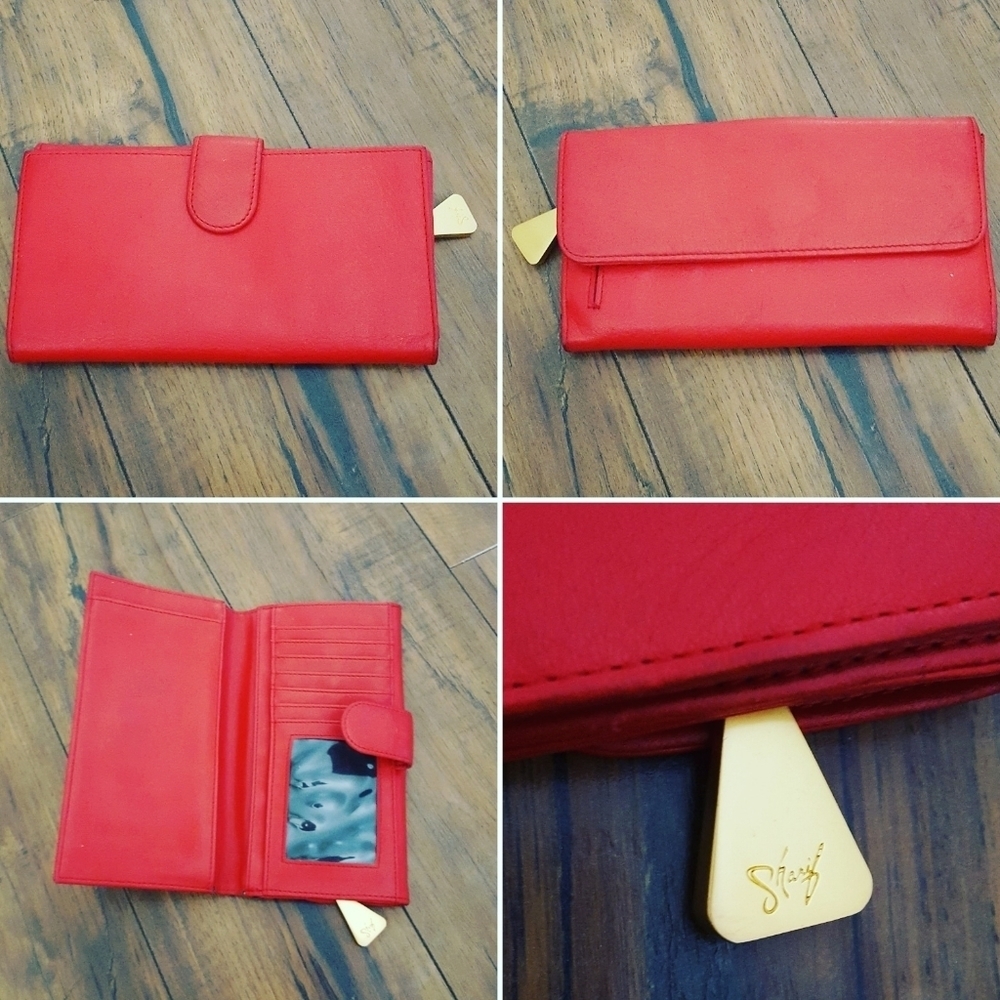 Sharif Vintage Red Leather Clutch Wallet Organizer